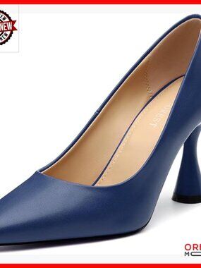 Women's Square Toe Pumps 3.5 Inch Chunky Heel Slip On Work Shoes